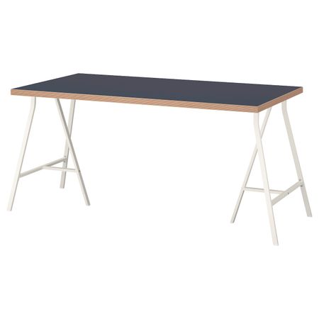 Стол, синий, белый 150x75 см IKEA ЛИННМОН / ЛЕРБЕРГ 992.793.62
