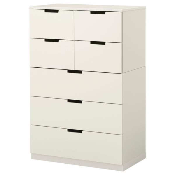 Комод с 7 ящиками НОРДЛИ, белый (80x120 см) - фото 1