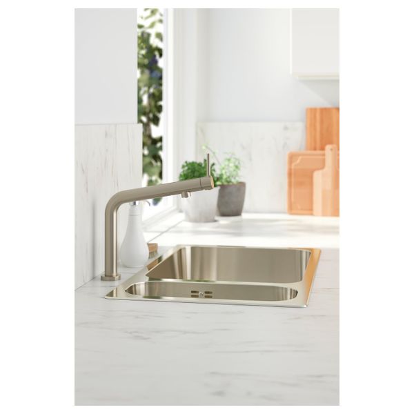 Смеситель кухонный, цвет нержавеющей стали IKEA BOSJÖN БОСШЁН 704.574.06 - фото 2