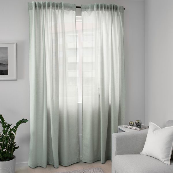 Гардины, 2 шт., светло-зеленый 145x300 см IKEA HANNALILL ХАННАЛИЛЛ 904.173.15 - фото 3