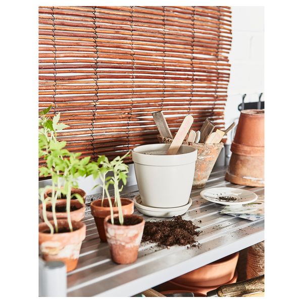 Горшок цветочный с поддоном ЮРТРОН, бежевый (12 см) - схема-чертеж с размерами