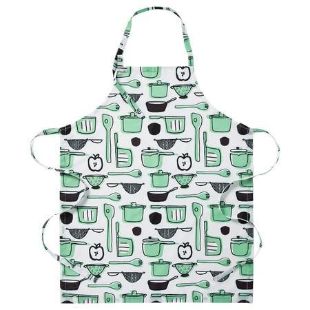 Фартук, белый, зеленый/с рисунком 69x85 см IKEA RINNIG РИННИГ 904.764.56