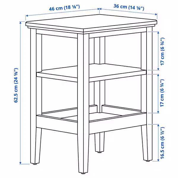 IDANÄS Придиванный столик - темно-коричневый морилка 46x36 см - схема-чертеж с размерами