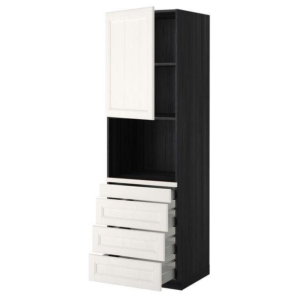 Высокий шкаф для комбинированния СВЧ, 4 ящика МЕТОД / МАКСИМЕРА, черный, Лаксарби белый - схема-чертеж с размерами