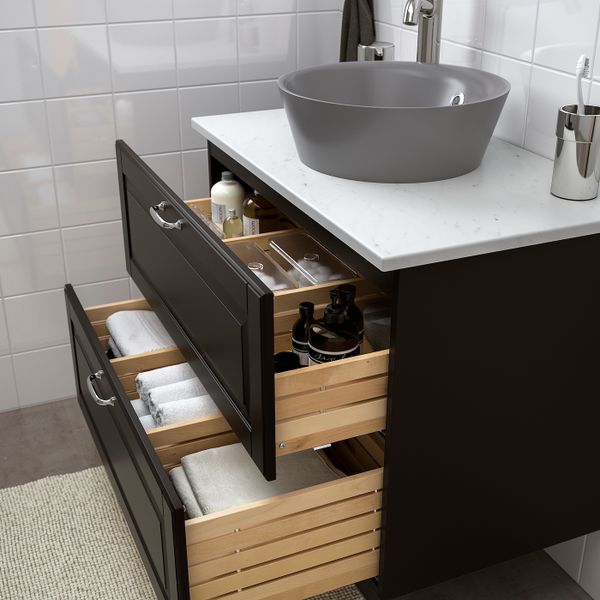 Шкаф со столешницей 40см раковина, Кашён темно-серый, под мрамор ВОКСНАН смеситель 82x49x75 см IKEA ГОДМОРГОН/ТОЛКЕН / КАТТЕВИК - схема-чертеж с размерами