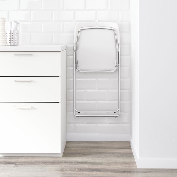 Стул складной, глянцевый белый, хромированный IKEA NISSE НИССЕ 101.150.67 - фото 5
