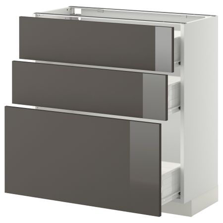 Напольный шкаф с 3 ящиками МЕТОД / ФОРВАРА, белый, Рингульт серый