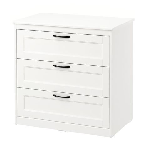 Комод с 3 ящиками, белый 82x81 см IKEA SONGESAND СОНГЕСАНД 503.667.61