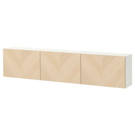 BESTÅ Комбинация настенных шкафов - белый/хедевикен ясеневый шпон 180x22x38 см