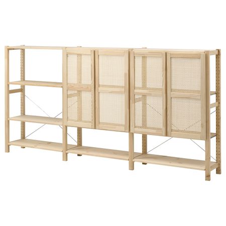 Стеллаж с дверцами, сосна 259x30x124 см IKEA IVAR ИВАР 593.958.01