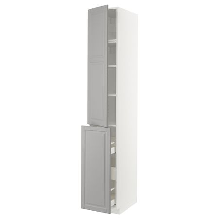 Высокий шкаф, выдвижной секцией, 3 ящика, 1дверцы, 2полками, 40x60x240 cm IKEA METOD МЕТОД, MAXIMERA МАКСИМЕРА 294.617.36