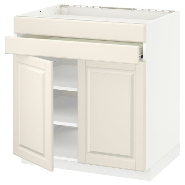 Напольный шкаф для варочной панели, 2 ящика, 2 фасада, 1 ящик МЕТОД / ФОРВАРА, белый, Будбин белый с оттенком (80x60 см) - схема-чертеж с размерами