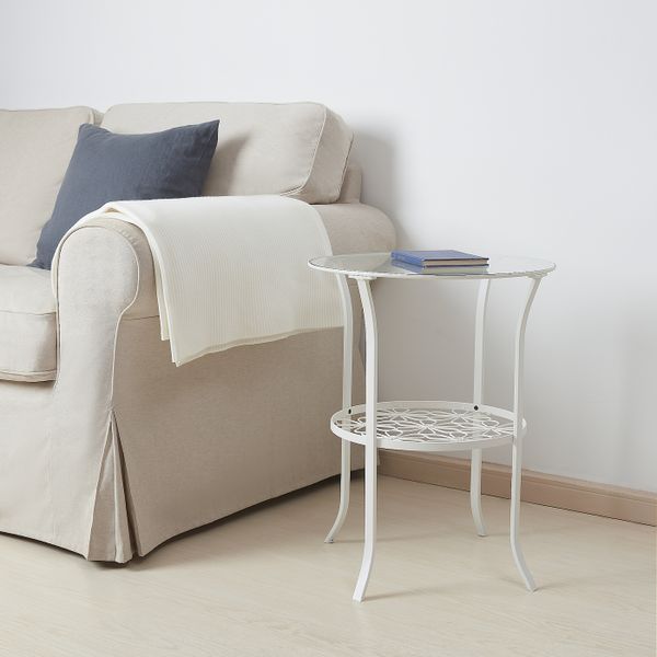 Придиванный столик, белый, прозрачное стекло 49x62 см IKEA KLINGSBO КЛИНГСБУ 304.999.79 - фото 2