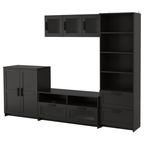 Шкаф для ТВ, комбинация БРИМНЭС, черный (260x41x190 см) - фото 1