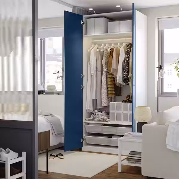 PAX / FYRUDDEN Гардероб, комбинация - белый/синий 100x60x236 см - фото 4