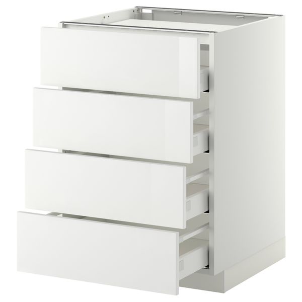 Напольный шкаф, 4 фронтальных панели, 4 ящика МЕТОД / МАКСИМЕРА, белый, Рингульт белый - фото 1