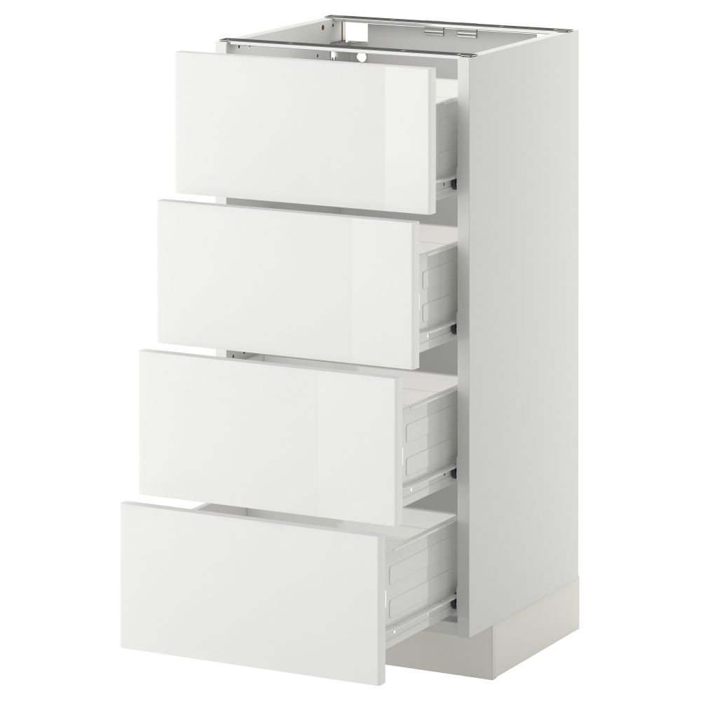 Напольный шкаф 4 фронтальных панели, 4 ящика МЕТОД / ФОРВАРА, белый, Рингульт белый - схема-чертеж с размерами