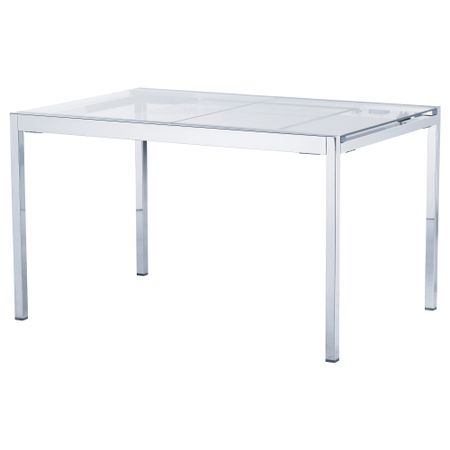 Раздвижной стол ГЛИВАРП, прозрачный, хромированный (125/188x85 см)
