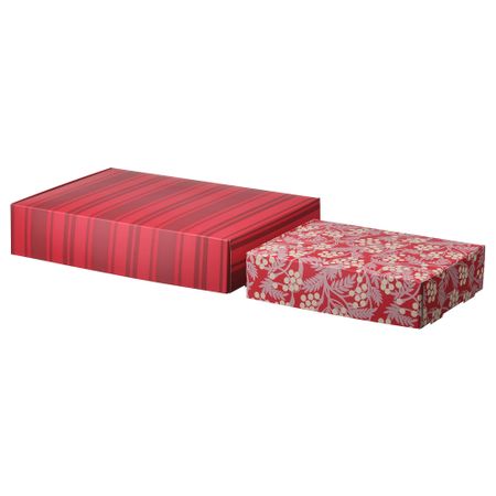 Коробка подарочная, 2 штуки, разные орнаменты красный IKEA VINTERFINT 505.774.81