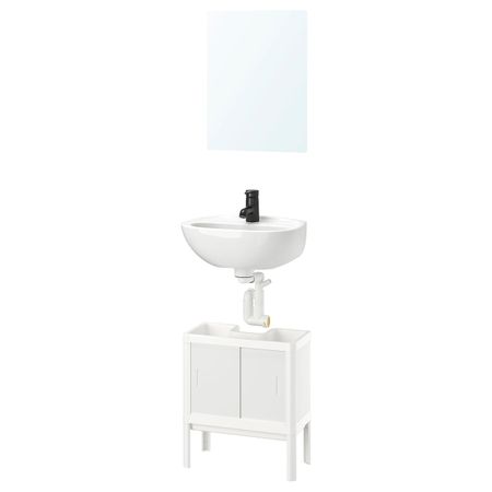 Комплект мебели для ванной, 5 предм., белый/Сальен смеситель 45x35 см IKEA LILLTJÄRN ЛИЛЛЬТЬЕРН / SKATSJÖN СКАТШЁН 194.314.10