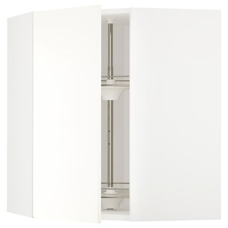 METOD Углов навесн шкаф с вращающ секцией - белый/Vallstena белый 68x80 см