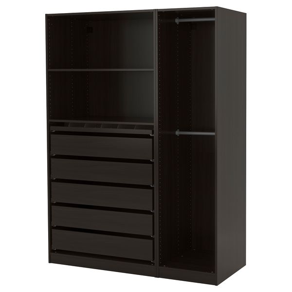 Гардероб ПАКС, черно-коричневый - схема-чертеж с размерами