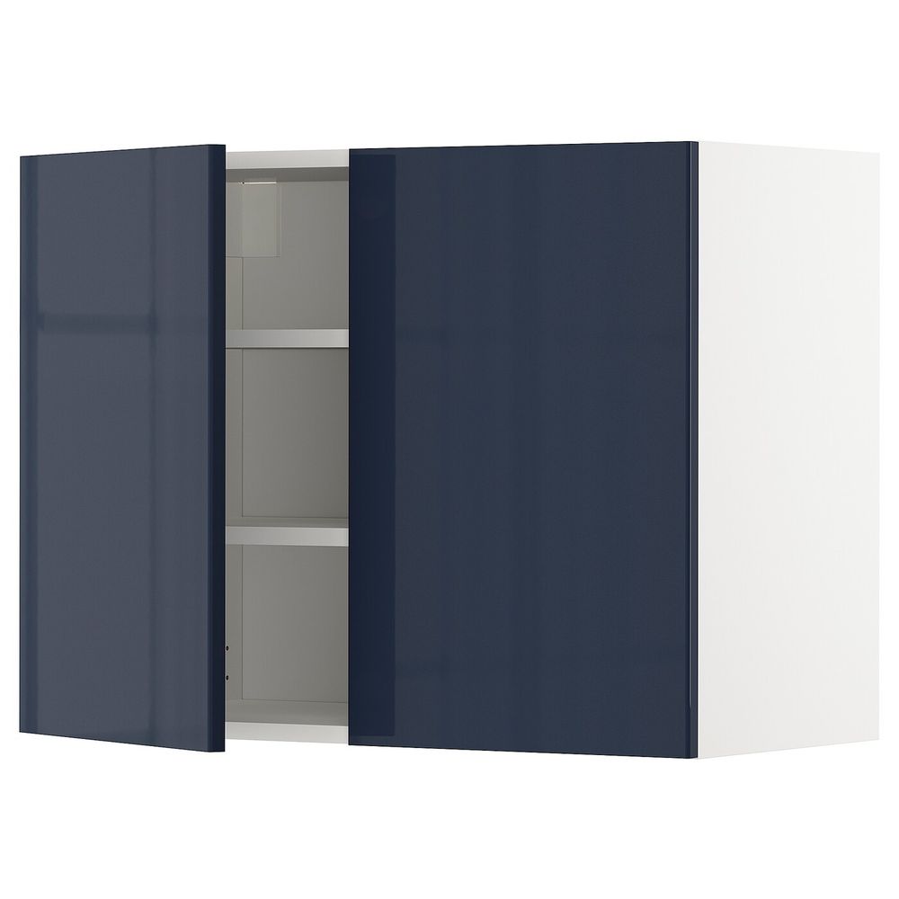 Навесной шкаф с полками/2дверцы, белый/Ерста черно-синий 80x60 см IKEA METOD МЕТОД 792.755.67 - схема-чертеж с размерами