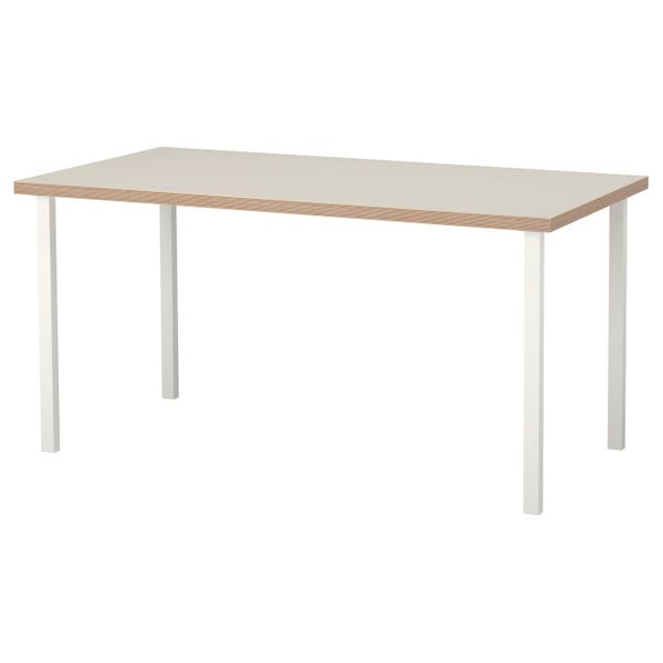 Стол, бежевый, белый, 150x75 см IKEA ЛИННМОН / ГОДВИН 792.792.59 - фото 1