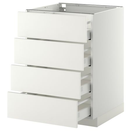 Напольный шкаф 4 фронтальных панели, 4 ящика МЕТОД / МАКСИМЕРА, белый, Хэггеби белый