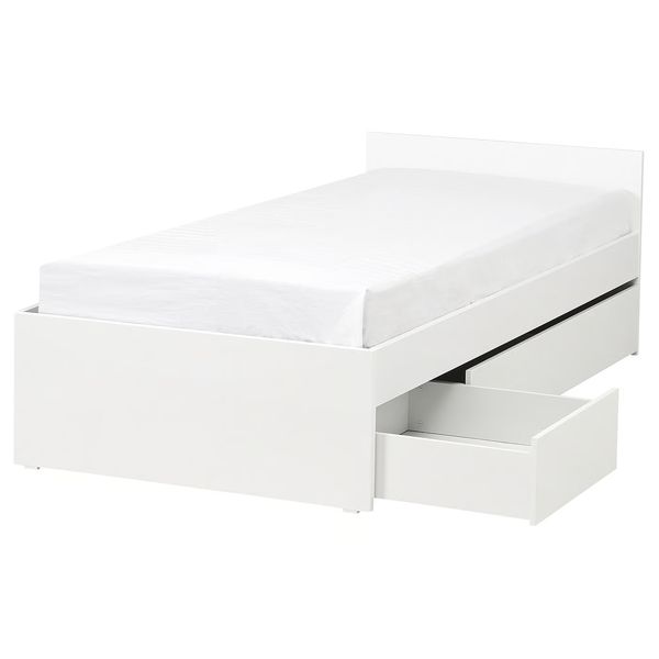 VIHALS Каркас кровати с 2 ящиками - белый/Luröy 90x200 см - фото 1