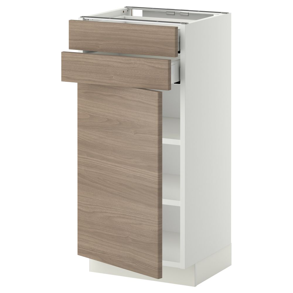 Напольный шкаф с дверцей, 2 ящиками МЕТОД / МАКСИМЕРА, белый, Брокхульт светло-серый - схема-чертеж с размерами