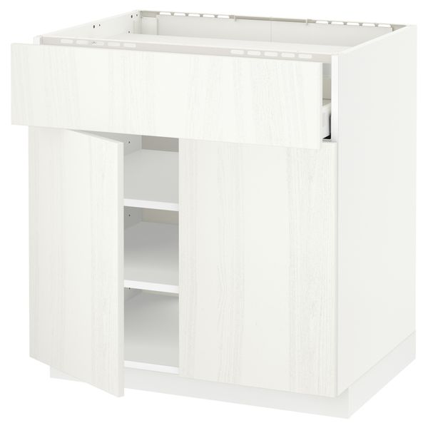 Напольный шкаф для варочной панели, ящик, полка, 2 дверцы МЕТОД / МАКСИМЕРА, белый, Росдаль белый - схема-чертеж с размерами