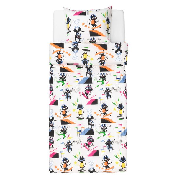Пододеяльник и 1 наволочка, кот, разноцветный, 150x200/50x70 см IKEA ЛАТТО 503.768.35 - фото 3