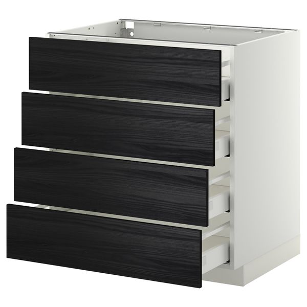 Напольный шкаф 4 фронтальных панели, 4 ящика МЕТОД / МАКСИМЕРА, белый, Тингсрид черный - схема-чертеж с размерами