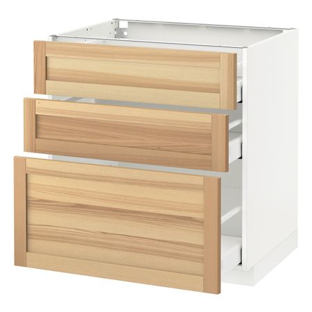 Напольный шкаф с 3 ящиками, белый/Торхэмн ясень 80x60 см IKEA METOD МЕТОД / MAXIMERA МАКСИМЕРА 492.357.52