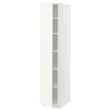 METOD Высокий шкаф с полками - белый/Vallstena белый 40x60x200 см