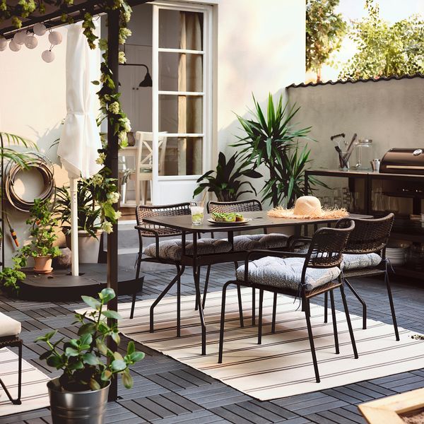 Стол + 4 кресла, для сада, темно-серый, клёсан синий IKEA LÄCKÖ ЛЭККЭ, VISTOCKHOLM СТОКГОЛЬМMEN ВИХОЛЬМЕН 294.351.82 - фото 6