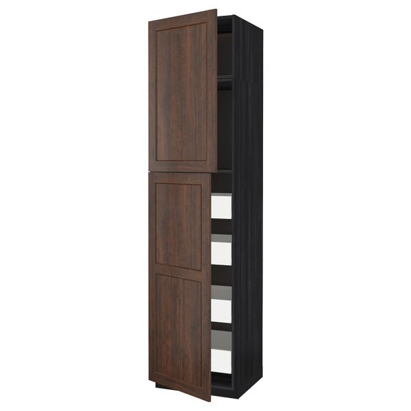 Высокий шкаф/2дверцы/4ящика, черный/Эдсерум коричневый 60x60x240 см IKEA МЕТОД / ФОРВАРА 093.592.35 - схема-чертеж с размерами