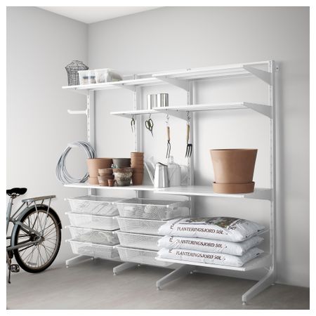 Стойка, ножка, сетчатые корзины АЛЬГОТ, металлический белый (214x67x194 см)