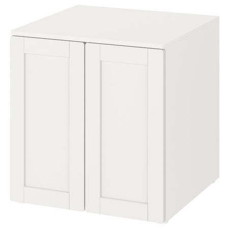 Шкаф, белый с рамой/с 1 полкой 60x57x63 см IKEA SMÅSTAD СМОСТАД / OPPHUS ОПХУС 893.932.97