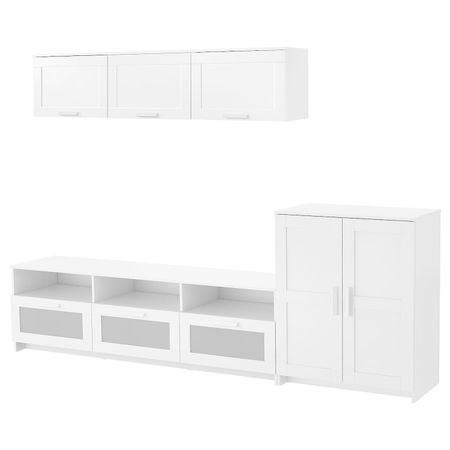 Шкаф для ТВ, комбинация, белый 258x41x190 см IKEA BRIMNES БРИМНЭС 193.967.27