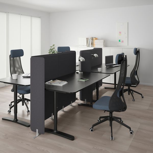 Стол с экраном, ясеневый шпон, черная морилка, черный 320x160 120 см IKEA БЕКАНТ 692.882.02 - фото 2