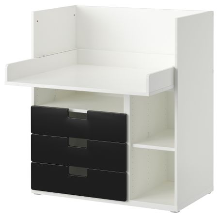 Стол с 3 ящиками СТУВА, белый, черный (90x79x102 см)
