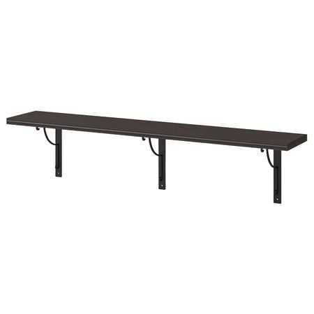 Полка навесная, коричнево-чёрный, черный, 120x20 см IKEA БЕРГСХУЛЬТ / ЭКБИ ХОЛЬ 792.907.80