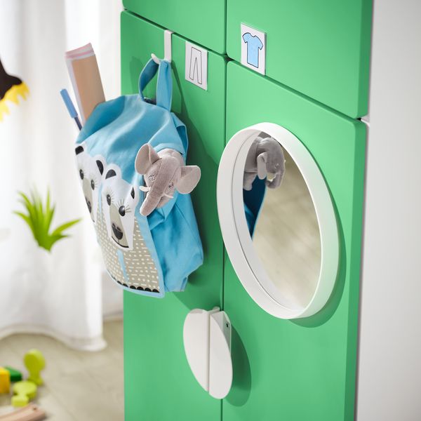 Гардероб, 60x42x181 см, белый зеленый с 2 платяными штангами IKEA PLATSA ПЛАТСАA ПЛАТСА, SMÅSTAD СМОСТАД 294.263.52 - фото 4