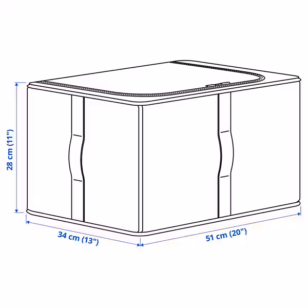 PURRPINGLA Сумка для хранения - текстиль/бежевый 34x51x28 см - схема-чертеж с размерами
