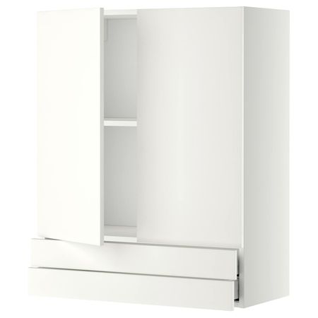 Навесной шкаф/2дверцы/2ящика, белый/Хэггеби белый 80x100 см IKEA METOD МЕТОД / MAXIMERA МАКСИМЕРА 192.313.50