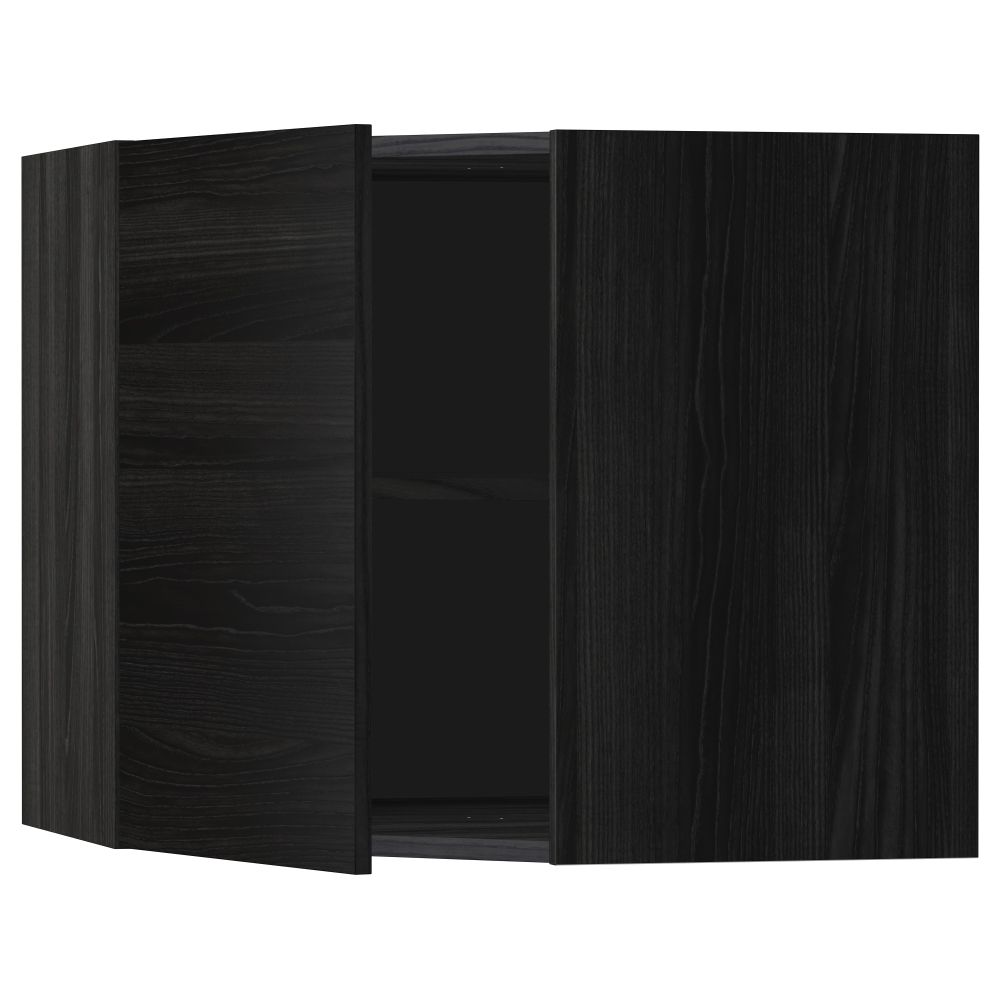 Угловой навесной шкаф с полками МЕТОД, черный, Тингсрид черный - схема-чертеж с размерами