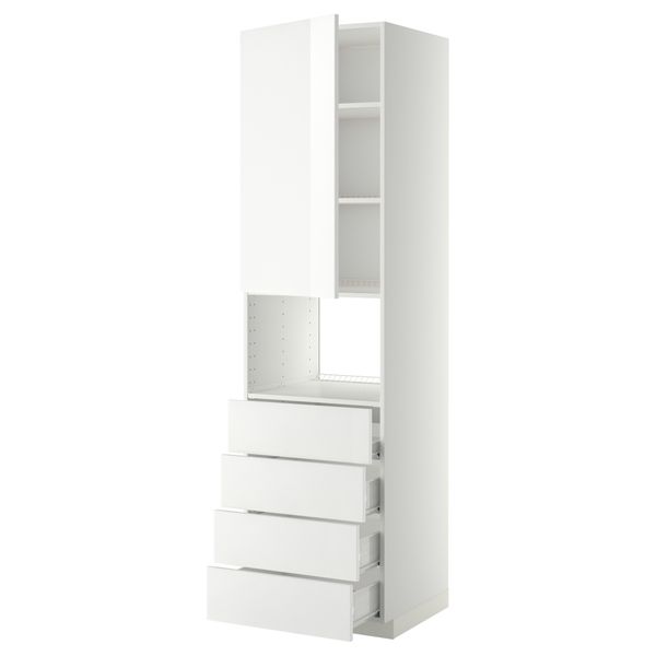 Высокий шкаф для духовки, дверца, 4 ящика МЕТОД / ФОРВАРА, белый, Рингульт белый - фото 1