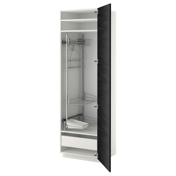 Высокий шкаф с отделением для аксессуаров, для уборки МЕТОД / ФОРВАРА, белый, Тингсрид черный - фото 1